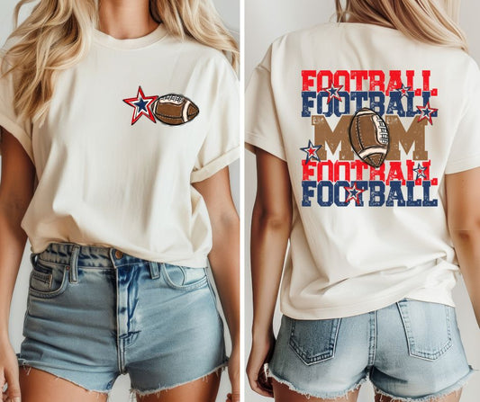 Football Mom - Red/Navy (2-in-1 front/back design) - DTF