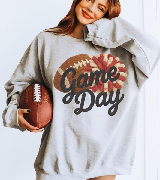 Game Day Football (Red - Faux Yarn) - DTF