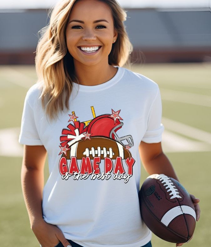 Game Day Best Day Football (Red) - DTF