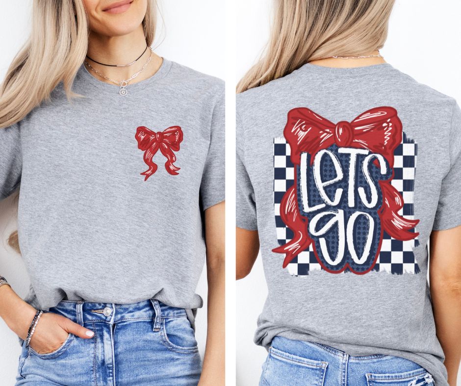 Let's Go Bow - Red/Navy (2-in-1 (front pocket/back design) - DTF