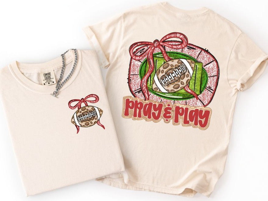 Pray and Play Football - Red (2-in-1 front/back design) - DTF