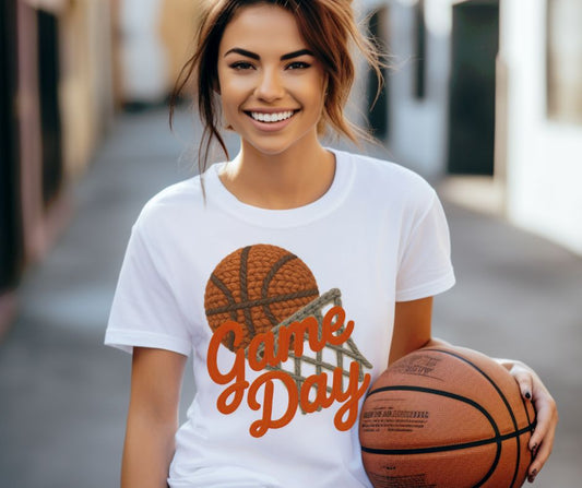 Game Day Basketball (Red - Faux Yarn) - DTF