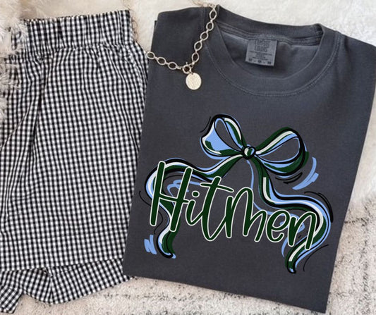 Hitmen - Dark Geen/Columbia Blue (Ribbon Sports Bow School Spirit) - DTF