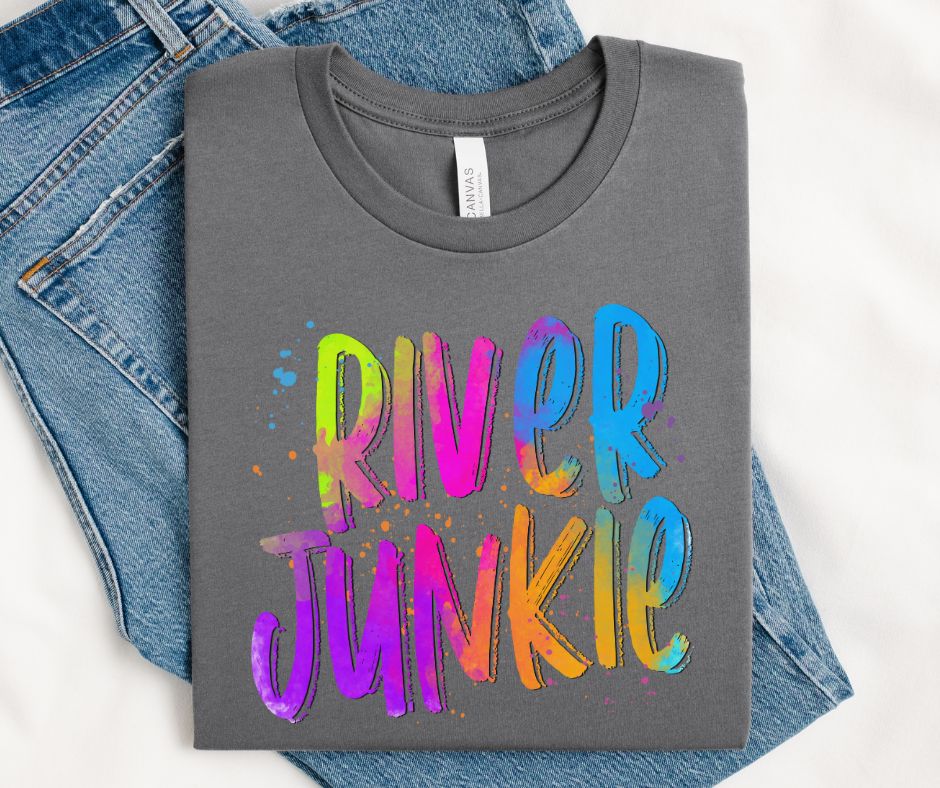 River Junkie (Bright Colored Graffiti Style Words) - DTF
