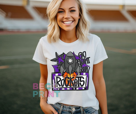 Rockets - Purple (Go Fight Win Star Mascot) - DTF