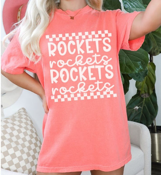 Rockets - White (Stacked Single Color Mascot) - DTF