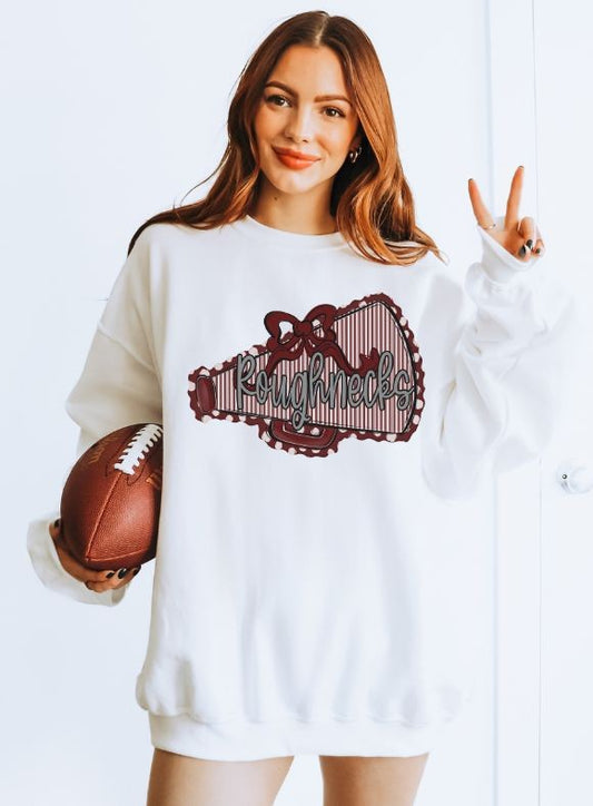 Roughnecks - Maroon/Gray (Prepster Megaphone Bow Mascot) - DTF