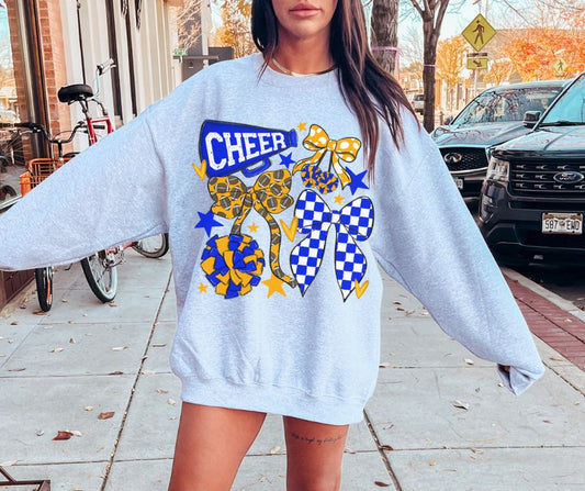 Cheer Bow Collection (royal blue/yellow gold) - DTF