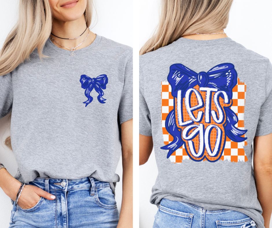 Let's Go Bow - Royal Blue/Orange (2-in-1 (front pocket/back design) - DTF