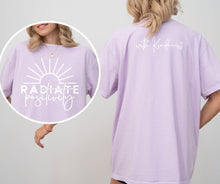 Load image into Gallery viewer, Radiate Positivity (FRONT and SLEEVE) - single color SPT

