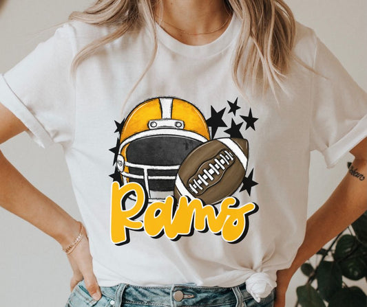 Rams Mascot (stars - dark yellow helmet) - DTF