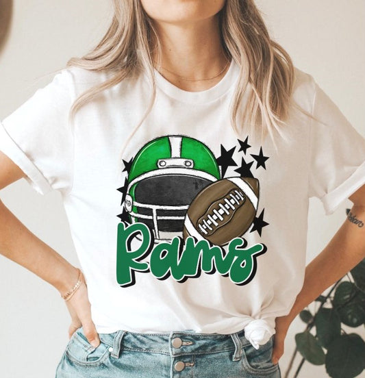 Rams Mascot (stars - green helmet) - DTF