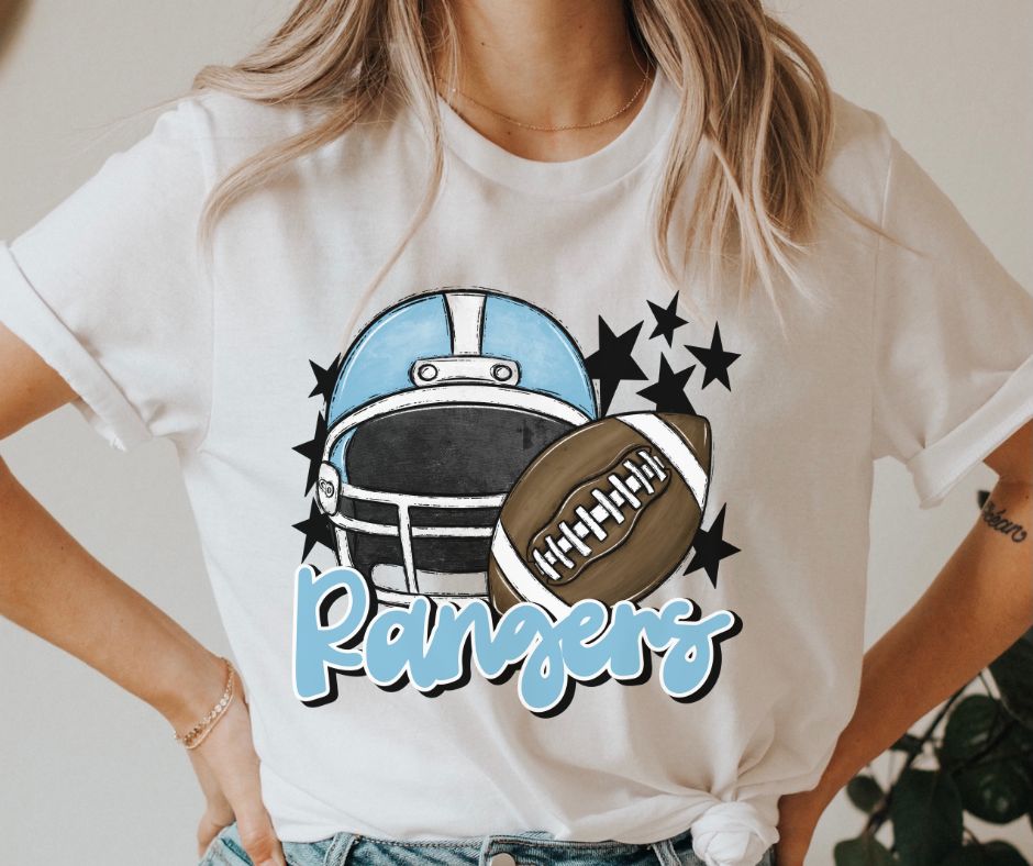 Rangers Mascot (stars - light blue helmet) - DTF
