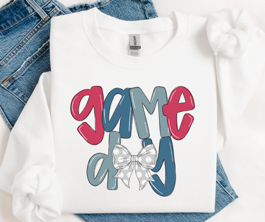 Game Day Bow (Red/Blue) - DTF