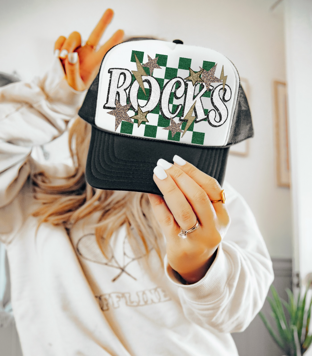 Rocks (Retro Leopard Checkered Glitter Stitched Masoct)  - DTF