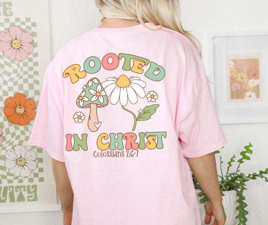 Rooted in Christ (2-in-1, front/back design) - DTF