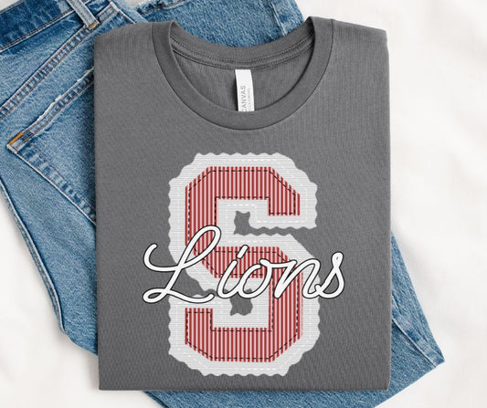 S - Lions - Crimson/White (Prepster Mascot) - DTF
