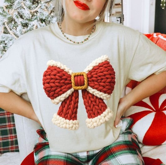 Santa Bow (Faux Yarn) - DTF