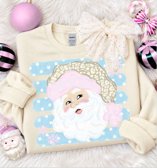 Santa Hat Leopard with polka dot stripes - DTF