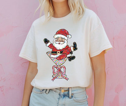 Santa Martini Glass (2-in-1 front/back transfer) - DTF