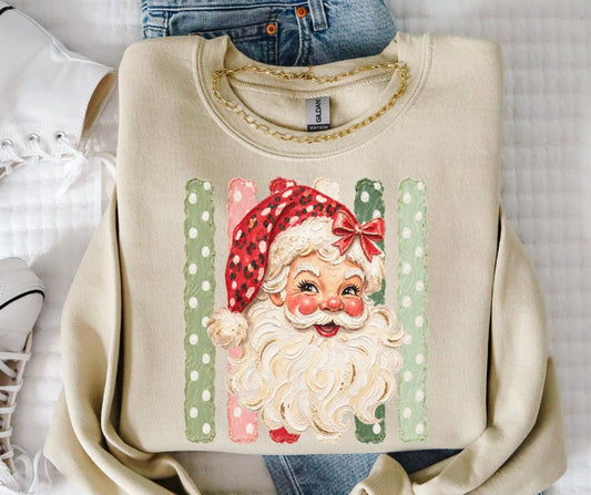 Santa (Preppy Polka Dot Stripes) - DTF