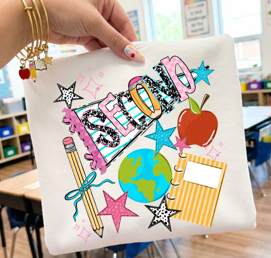Second Grade (Back to School Name Pennant) - DTF
