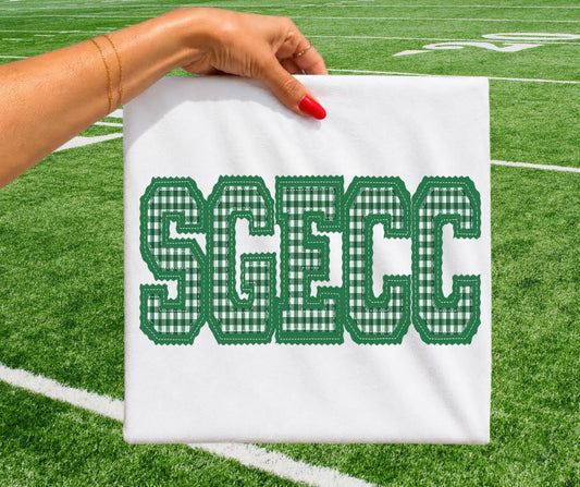 SGECC - Kelly Green Gingham (Letterman Stitch School Letters) - DTF