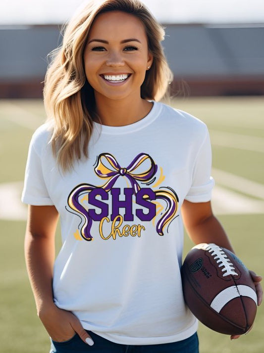 SHS - Cheer/Purple/Yellow Gold (Ribbon Sports/Organization/Group Bow School Spirit) - DTF