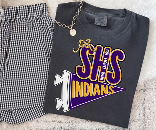 Indians - SHS/Purple/Yellow Gold (Spirit Pennant Mascots) - DTF