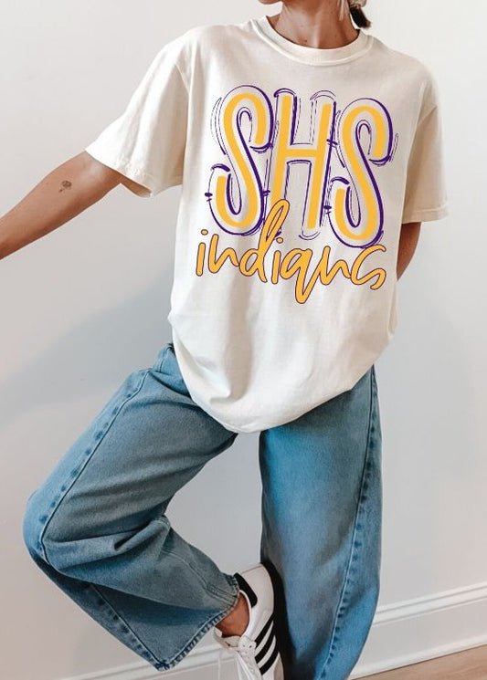 SHS Indians - Yellow Gold/Purple (Spaced Out School Spirit) - DTF