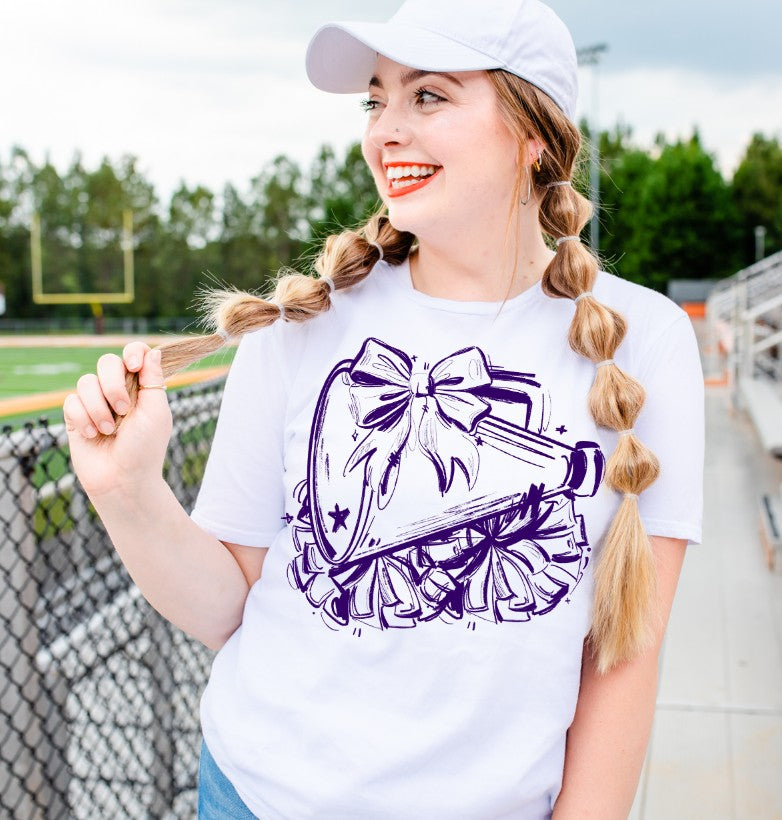 Sketchy Cheer (Megaphone with Bow) - DTF