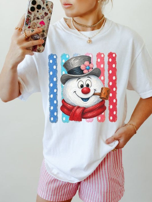 Snowman (Preppy Polka Dot Stripes) - DTF
