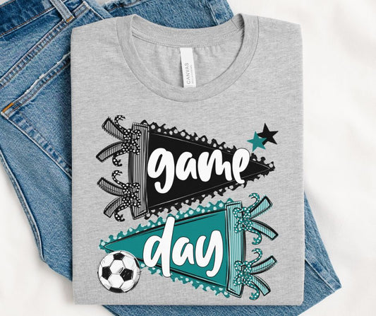 Game Day Sports Pennant  - Soccer (Prepster Teal/Black) - DTF