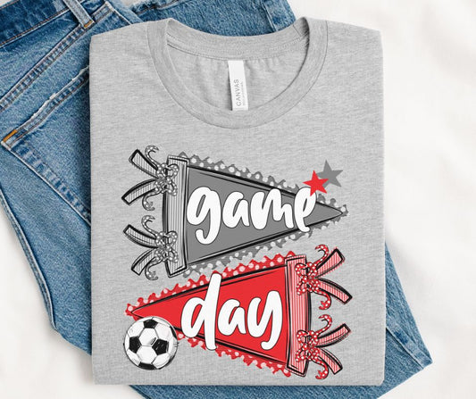 Game Day Sports Pennant  - Soccer (Prepster Red/Gray) - DTF