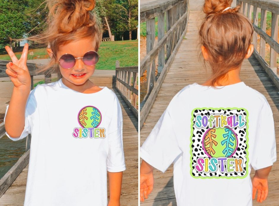 Softball Sister - Dotted Scallop Sport (2-in-1 front/back combo) - DTF