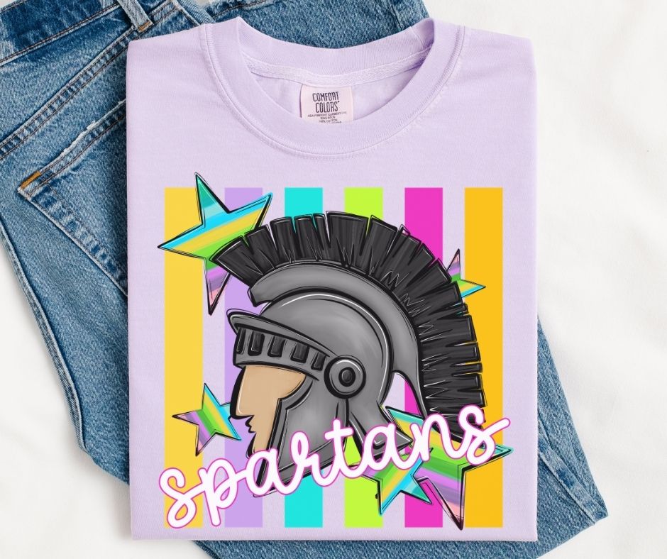 Spartans (Colorful Stripes Mascot) - DTF