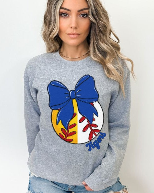 Tigers Bows and Balls (Royal Blue - Split)  - DTF