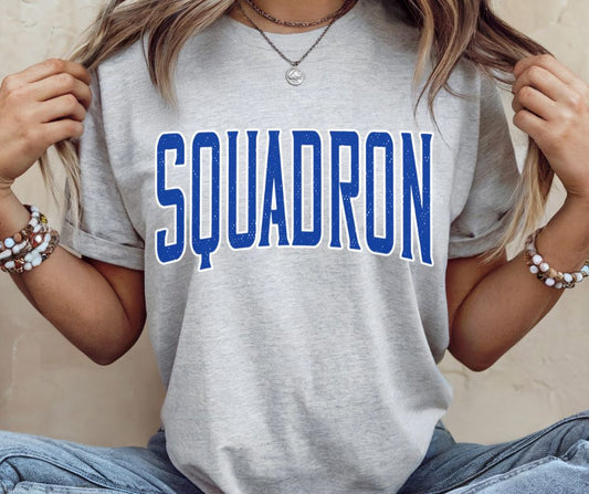 Squadron - Royal Blue/White (Arched Outline Mascot) - DTF
