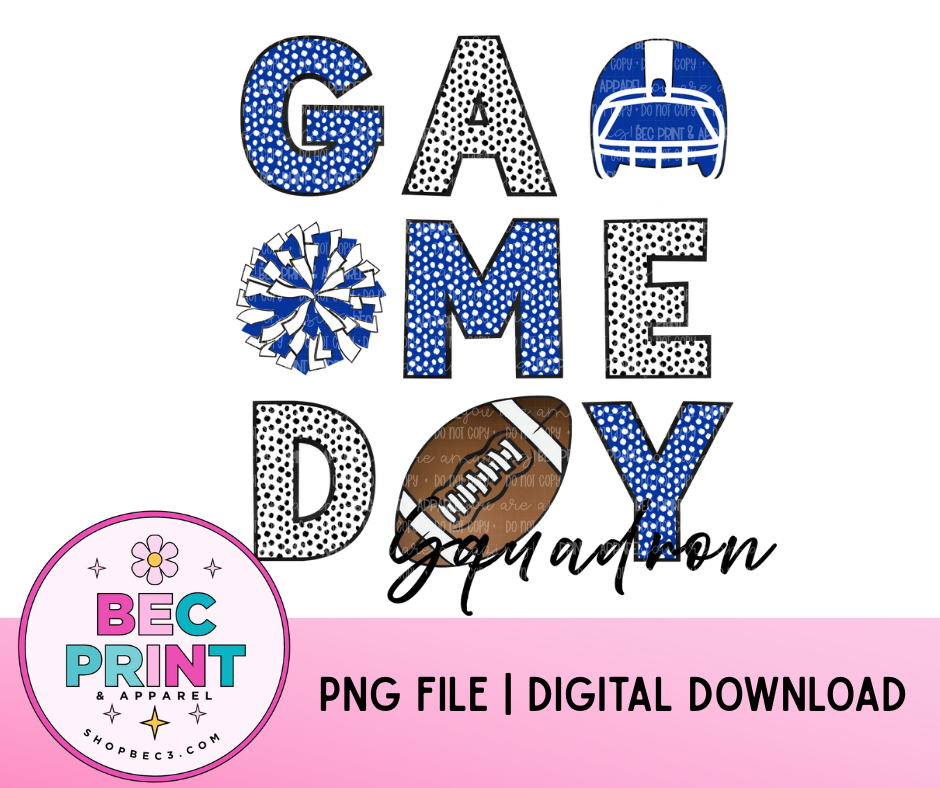 Squadron - Royal Blue/White (Game Day Football Collage) - Design PNG |  Digital Download | PNG file