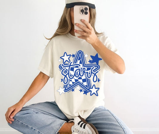 Stars - Royal Blue/White (BW Checkered Stars Mascot) - DTF