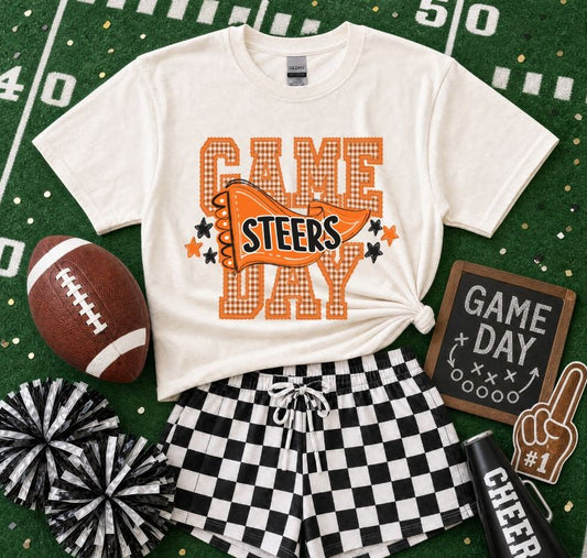 Steers - Orange/Black (Preppy Game Day Pennant Mascot) - DTF