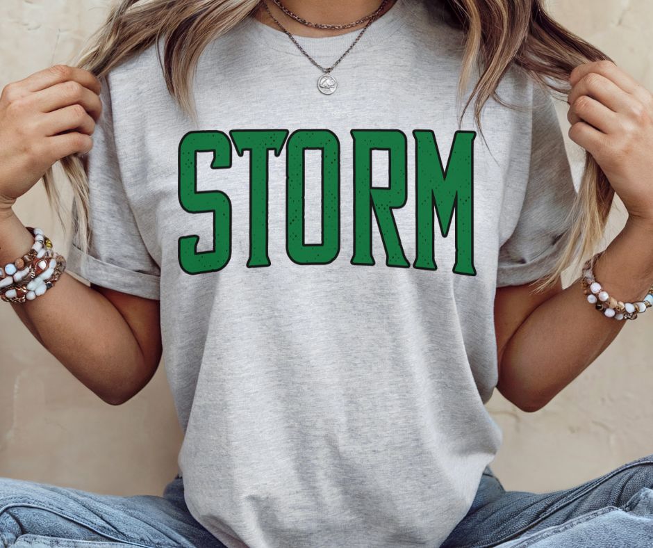 Storm - Kelly Green/Black (Arched Outline Mascot) - DTF