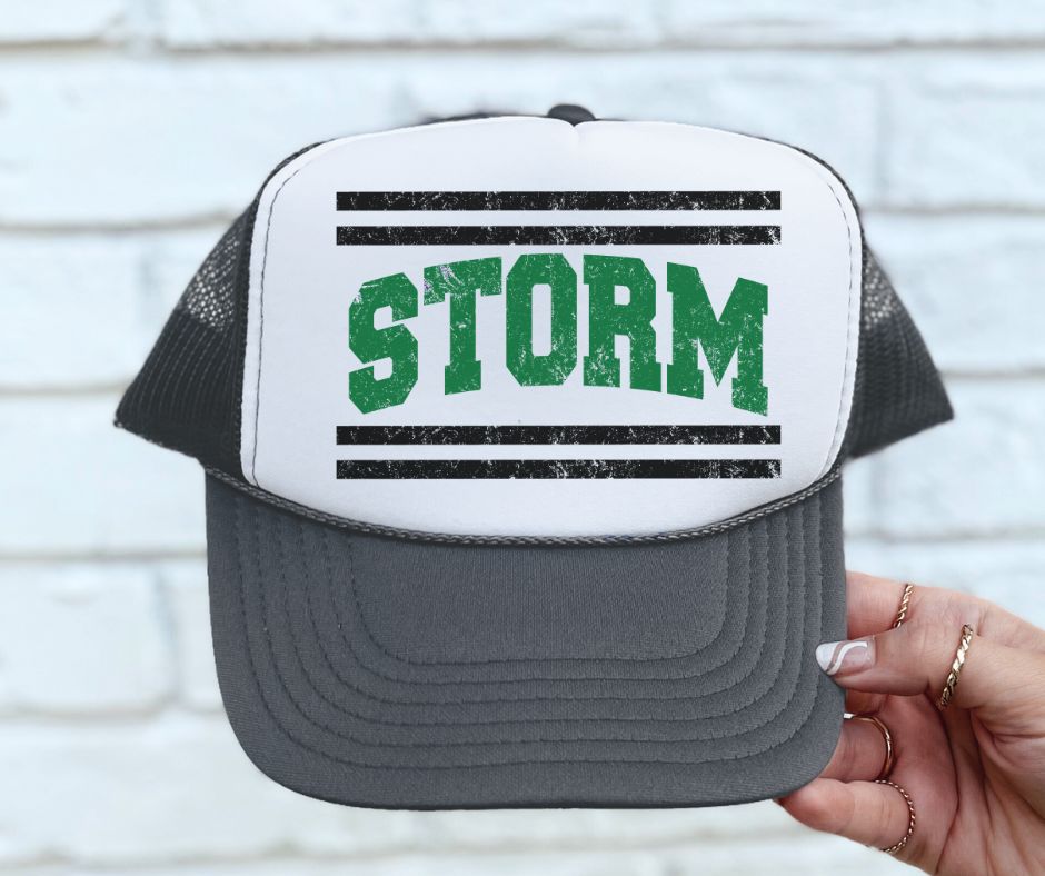 Storm - Kelly Green/Black (Mascot Distressed Lines) - DTF
