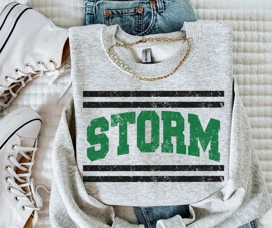 Storm - Kelly Green/Black (Mascot Distressed Lines) - DTF