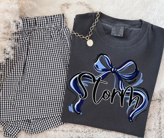 Storm - Navy/Columbia Blue (Ribbon Sports Bow School Spirit) - DTF