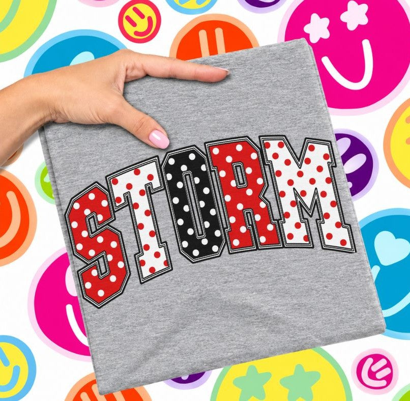 Storm - Red/Black (Sketched Arch Polka Dot Mascots) - DTF