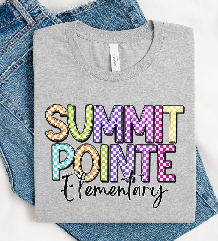 Summit Pointe Elementary (Colorful Checked School Name) - DTF
