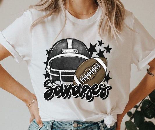 Savages Mascot (stars - black helmet) - DTF