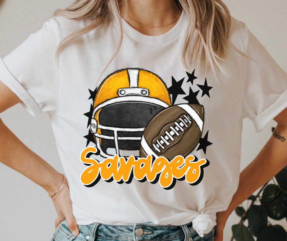 Savages Mascot (stars - yellow gold helmet) - DTF