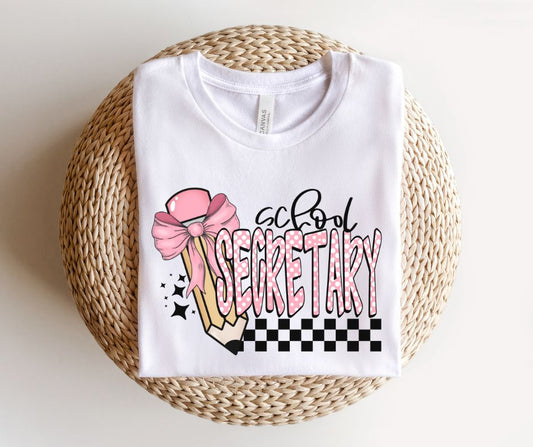 School Secretary (Coquette Checkerboard Pencil) - DTF